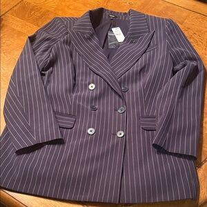 Express Double-Breasted Navy/White Blazer